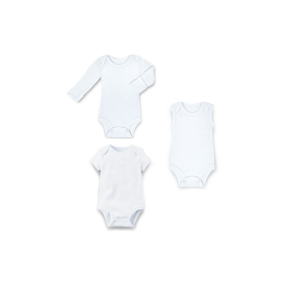 Set 3 pañaleros manga larga, corta y sin mangas